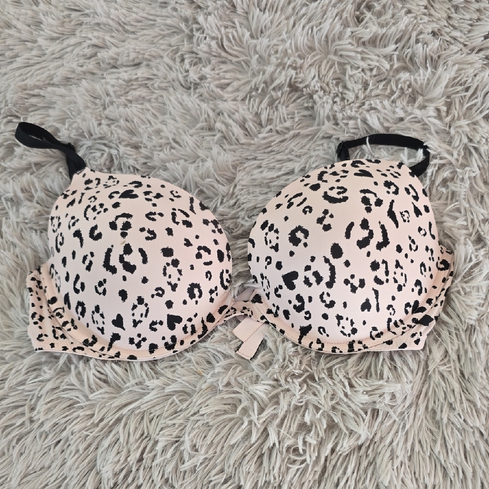 Leopard Print Women's Bra - Black and Cream Victoria's secret push up Bra